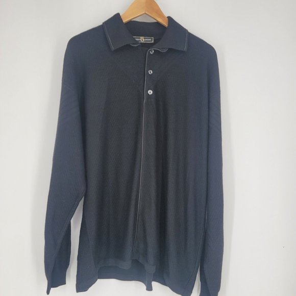 Umberto Blancioni Other - UMBERTO BLANCIONI Mens 1/4 Button Front Pullover Sweater Black Size Large